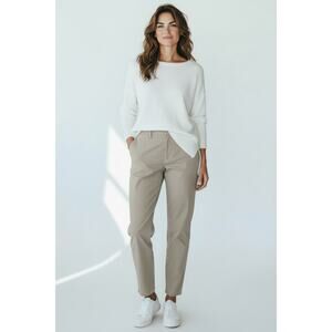 Brunello Cucinelli Cotton Blend Khaki Pants with Monili Trim Size 14